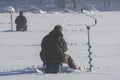 People icefishing on a lake in sweden