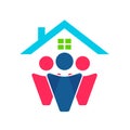 People Icon home Teamwork concept logo vector team work icon on white vector image.