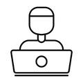 People icon illustration in front of laptop. Programmer icon. icon related to developer. Line icon style
