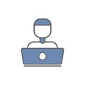 People icon illustration in front of laptop. Programmer icon. icon related to developer
