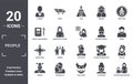 people icon set. include creative elements as elegant, baby zone, bearded woman, costa rica, venezuelan, round table filled icons