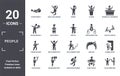 people icon set. include creative elements as physiotherapy, speaker in a conference, user sharing files, man climbing stairs, Royalty Free Stock Photo