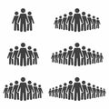 People icon set. Stick figures, crowd signs isolated on background Royalty Free Stock Photo