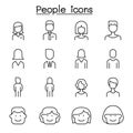People icon set in thin line style Royalty Free Stock Photo