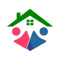 People Icon home Teamwork concept logo vector team work icon on white vector image.