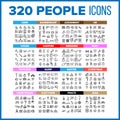 People Icon Thin Line Big Set Vector Royalty Free Stock Photo