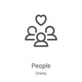 people icon vector from charity collection. Thin line people outline icon vector illustration. Linear symbol for use on web and Royalty Free Stock Photo