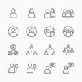 People Icon vector flat line icons set concept.