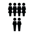 People icon vector male and female group of persons symbol avatar for business management team in flat color glyph pictogram Royalty Free Stock Photo