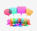 People icons with colorful dialog speech bubbles. Communication and social media concept. Royalty Free Stock Photo