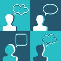 People icons with dialog speech bubbles. Flat design Royalty Free Stock Photo