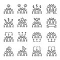 People Icons Line Work Group Team Vector, Business, Team Structure, Meeting