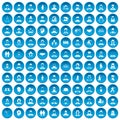 100 people icons set blue Royalty Free Stock Photo