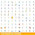 100 people icons set, cartoon style Royalty Free Stock Photo