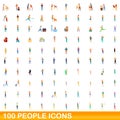 100 people icons set, cartoon style Royalty Free Stock Photo