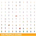 100 people icons set, cartoon style Royalty Free Stock Photo