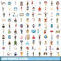 100 people icons set, cartoon style Royalty Free Stock Photo