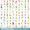 100 people icons set, cartoon style Royalty Free Stock Photo