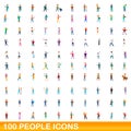 100 people icons set, cartoon style Royalty Free Stock Photo