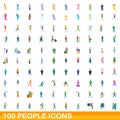 100 people icons set, cartoon style Royalty Free Stock Photo