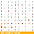 100 people icons set, cartoon style Royalty Free Stock Photo