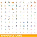 100 people icons set, cartoon style Royalty Free Stock Photo