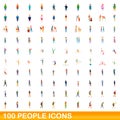 100 people icons set, cartoon style Royalty Free Stock Photo
