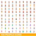 100 people icons set, cartoon style Royalty Free Stock Photo