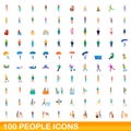 100 people icons set, cartoon style Royalty Free Stock Photo