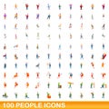 100 people icons set, cartoon style Royalty Free Stock Photo