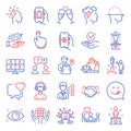 People icons set. Included icon as Baggage app, Video conference, Teamwork questions. Vector Royalty Free Stock Photo