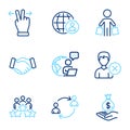 People icons set. Included icon as Buyer, Handshake, Touchscreen gesture signs. Vector