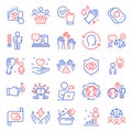 People icons set. Included icon as Clean hands, Outsource work, Hand washing. Vector