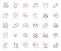 People icons set. Included icon as Cyber attack, Recruitment and Mindfulness stress web elements. Vector