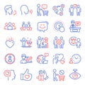 People icons set. Included icon as Heart, Smile chat, Puzzle. Vector Royalty Free Stock Photo