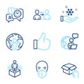 People icons set. Included icon as Medical mask, Global business, Like signs. Vector