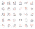 People icons set. Included icon as Recruitment, Face biometrics and Voting ballot web elements. For website app. Vector