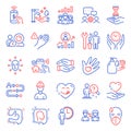 People icons set. Included icon as Teamwork results, Yummy smile, Wash hands. Vector