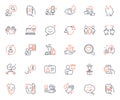 People icons set. Included icon as User notification, Winner podium and Airport transfer web elements. Vector