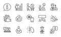 People icons set. Included icon as Wash hands, Bitcoin think, Like hand. Vector