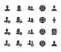 People icons, simple flat glyph set. Man, woman avatar, user profile, contact person, team vector illustrations. Black Royalty Free Stock Photo