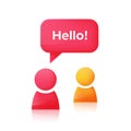 People icons and speech bubble with text Hello