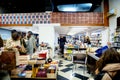 People inside bookstore in Athens at night