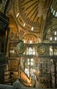 People inside the great Hagia Sophia or Aya Sofya, Istanbul, Turkey