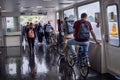 People inside a GVB ferryboat