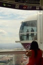 People inside High Roller giant Ferris wheel on the Las Vegas Strip