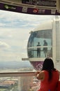 People inside High Roller giant Ferris wheel on the Las Vegas Strip