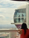 People inside High Roller giant Ferris wheel on the Las Vegas Strip