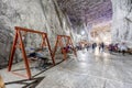 People inside Praid Salt Mine in Harghita, Romania Royalty Free Stock Photo