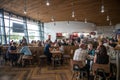 People inside shopping mall centre service station food court open plan area Royalty Free Stock Photo